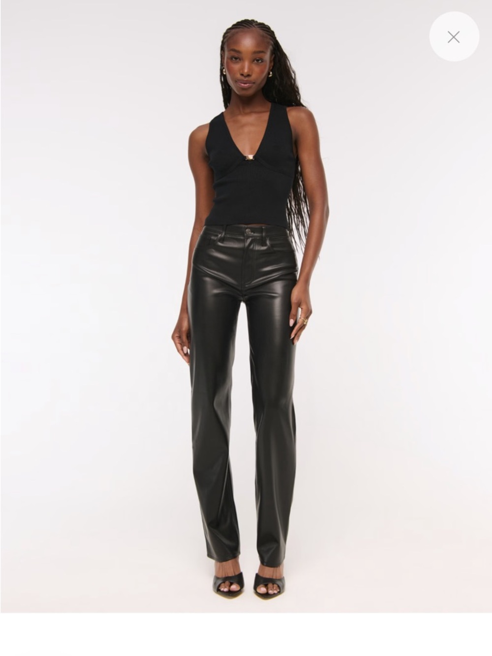 Abercrombie & Fitch Black Faux Leather Straight-Leg Pants